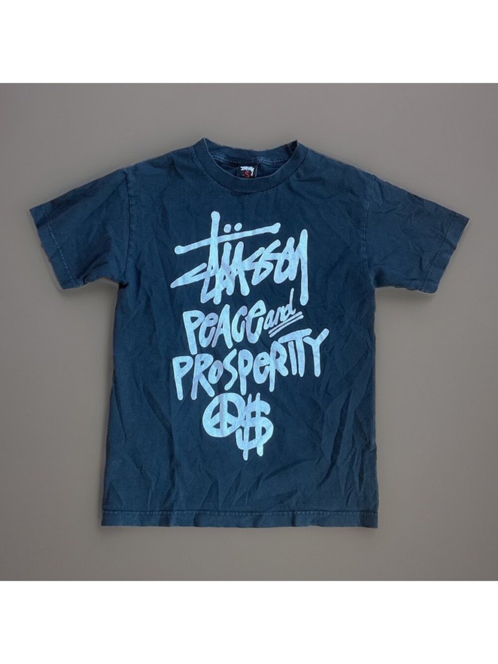 Stussy Vintage Peace and Prosperity T Shirt Men’s S Black Skateboard Streetwear